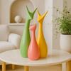 Home Décor Lucky Deer Family Set | Piano Finish Ceramic Figures - (Set of 3 Yellow, Pink, Parrot Color)