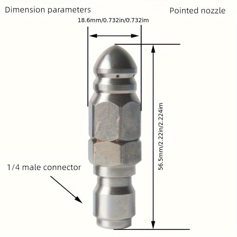 1/4 Inch High-Pressure Water Jetting Hose Nozzle, 5000 PSI, Quick Connect Drain Clog Remover, Non-Electric Manual Operation
