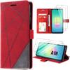 Case for Samsung Galaxy A18 5G/4G, Anti-Scratch Synthetic Leather - Red Grey - 2 Tempered Glasses