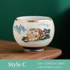 130ml Ceramic Tea Cup Tiger Pattern White Porcelain Kung Fu Tea Set