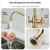 Antique Gold All-Copper 3-in-1 Kitchen Faucet: Hot/Cold Water for Sink & Vegetable Wash Basin, Splash-Proof Design