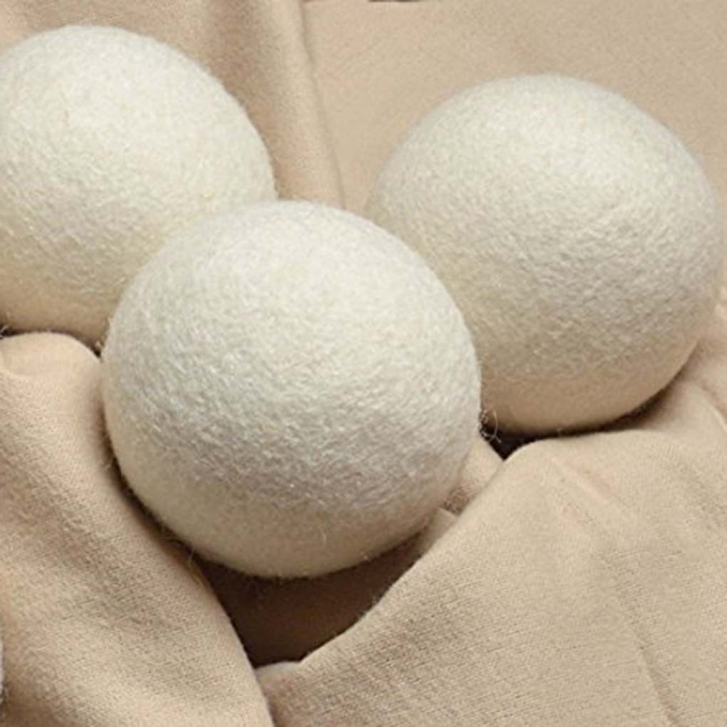 6PCS Natural Fabric Softener Reusable Drying Time Saving Clothing Wrinkles Reducing Wool Dryer Balls