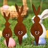 Easter Bunny Courtyard Decoration: Rusted Metal Garden Sculpture