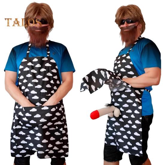 Funny Surprise Gag Gift Apron for Men Adjustable Straps Waterproof BBQ Cooking Apron for Dad Grandpa Father's Day Birthday Christmas Gift