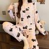 Women's Cartoon Lace Peter Pan Collar Cotton Pajamas - Long Sleeve, Spring/Fall, Winter Style