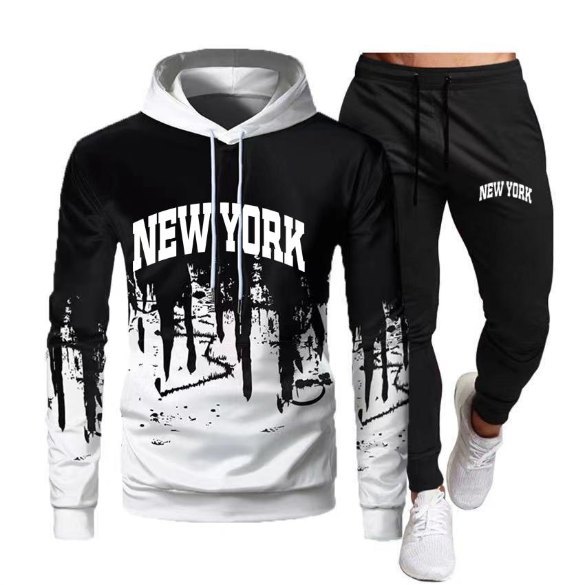 

Женская толстовка с карманом и длинным рукавом в Нью-Йорке, модная толстовка с принтом, брендовые брюки, повседневный спортивный костюм, спортивная одежда, толстовка