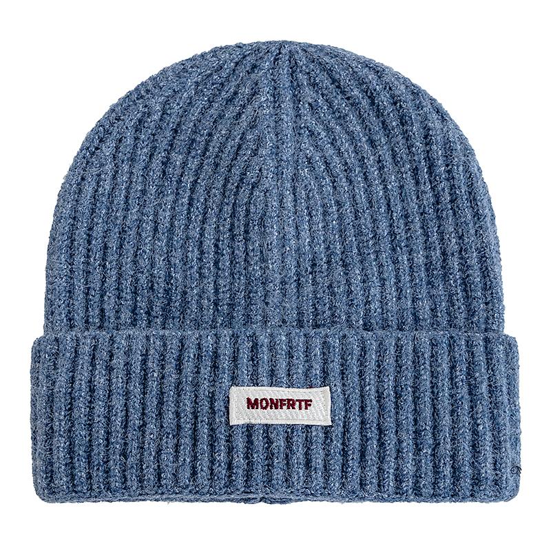 New Style Slouchy Hats Beanie Hats Winter Cap Y2K Warm Cap For Women Solid Color MONFRTF Letter Winter Knitted Girl Hats