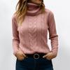 Women's Fashionable Solid Color High Neck Long Sleeved Sweater Pullover Sweater Top