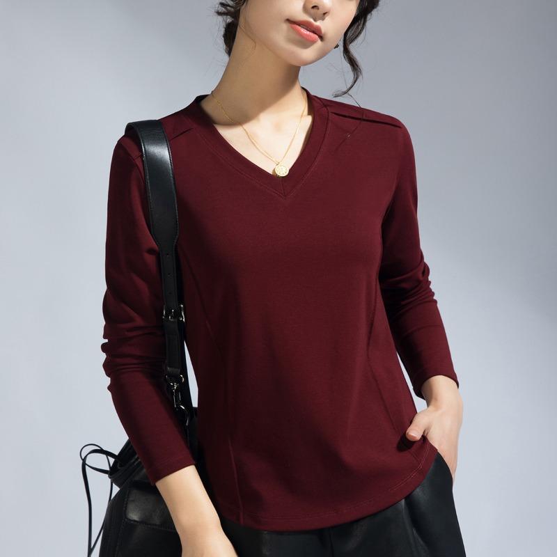 Women's clothing [Summer Mask t] Deconstruction and slim short multi-color bottoming shirt long-sleeved women's top