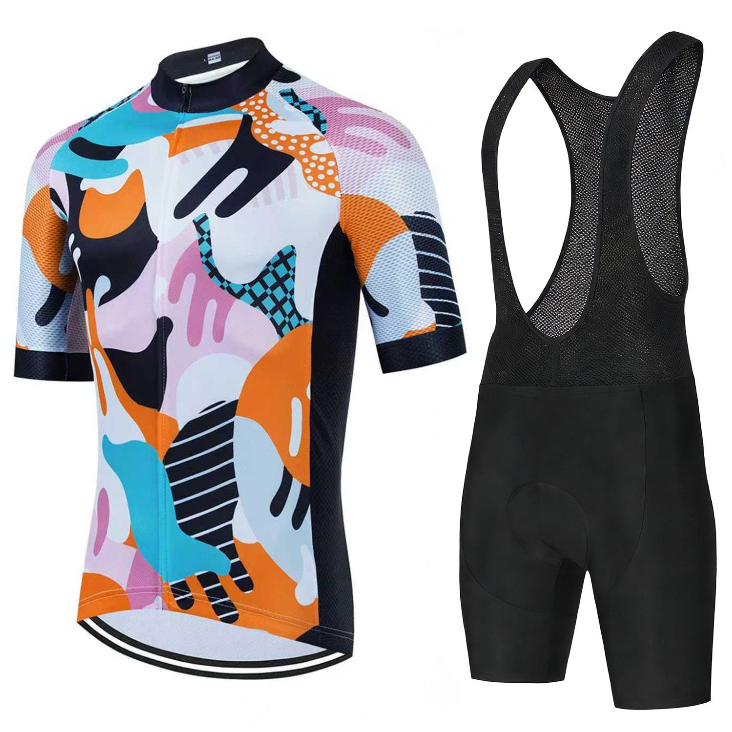 

Men s Breathable Sweat Short Sleeve Cycling Top Road Mountain Bike Cycling Suit Set 2026 Summer Breathable Cycling Suit Set asian size - s