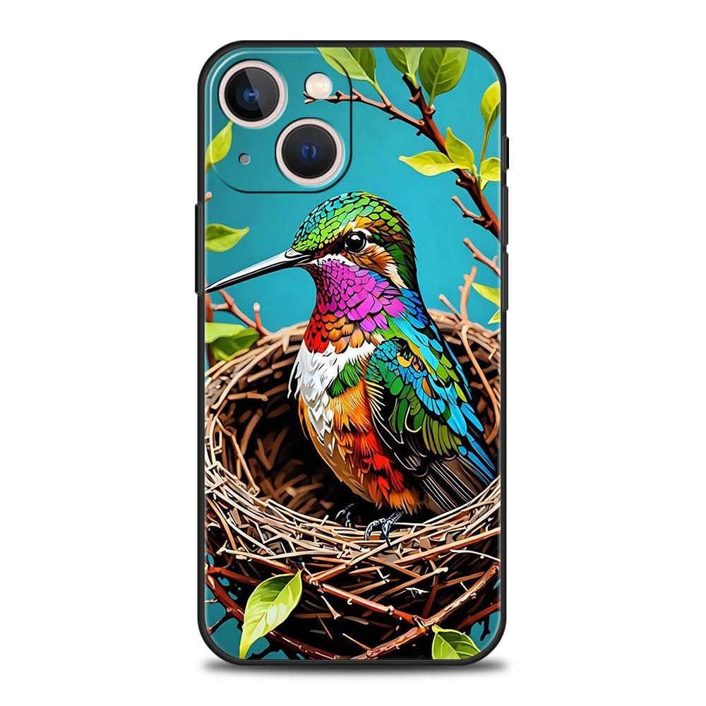 Hummingbird Phone Case For iPhone 17 16 15 Pro Max 11 12 13 14 7 8 Plus SE 2020 X XR XS Cover Soft Black
