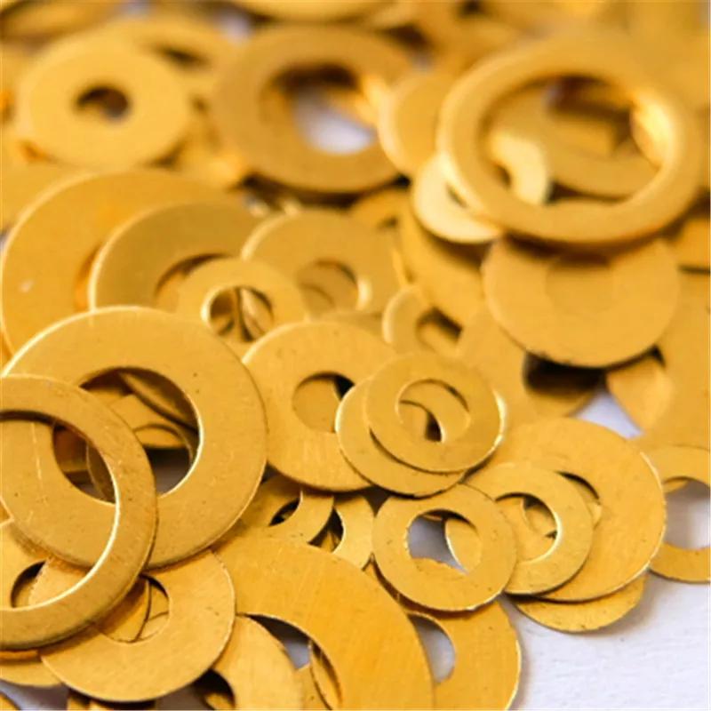 

50 шт./лот складной нож DIY аксессуары для изготовления плоская прокладка латунные шайбы металлическая прокладка кольцо подушка кольцо накладка медная защита 9x5.2x0.6mm золотой
