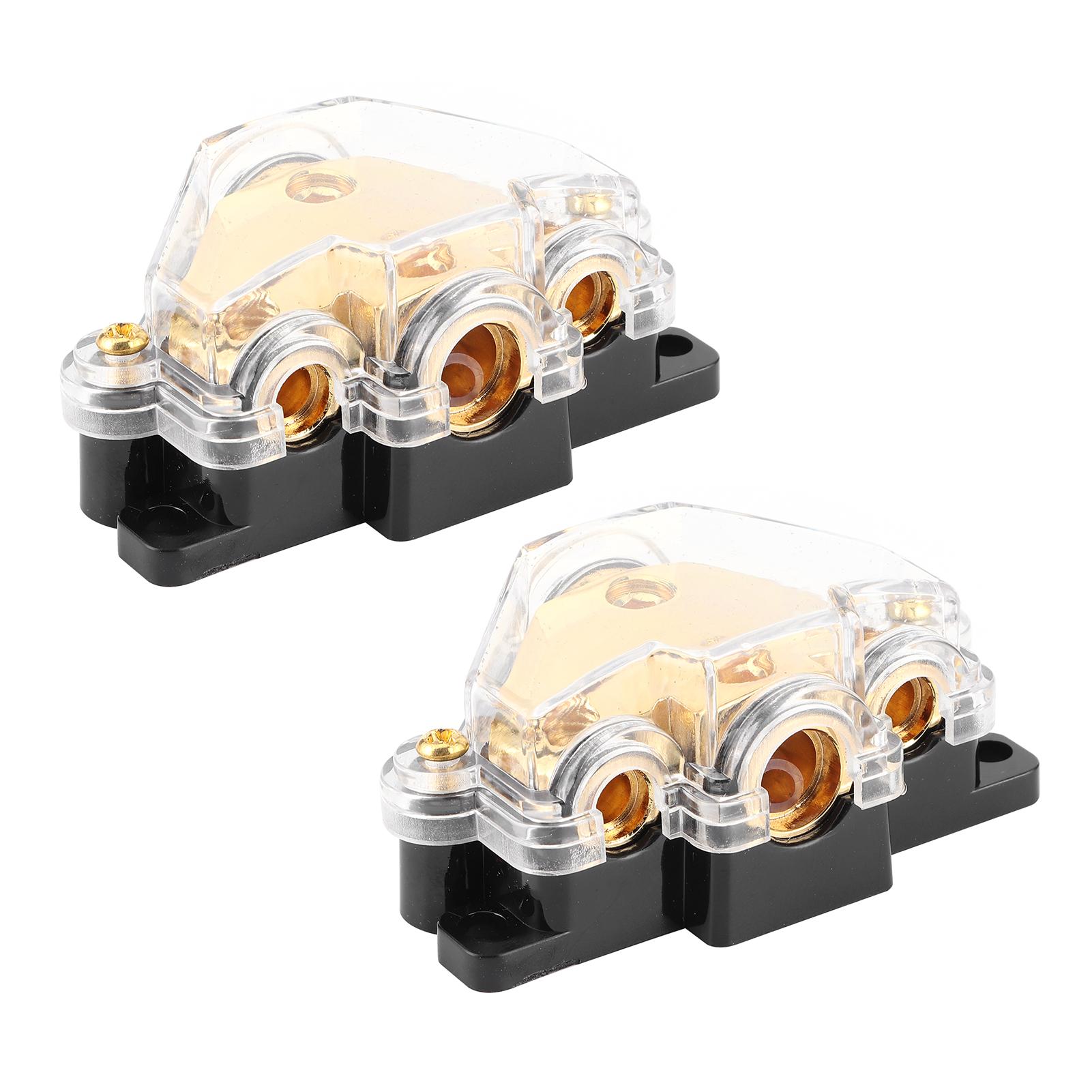 Beautyyy Unisex 2Pcs Power Distribution Block 1 In 3 Ways Audio Amplifier Cable Splitter Circuit Protector For Auto Car Boat