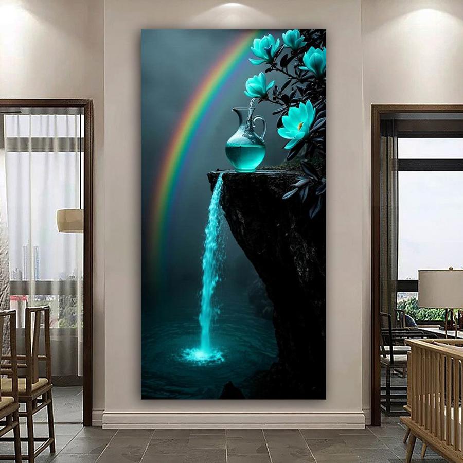 Rainbow Vase Waterfall Large Size Diamond Painting Diy Full Square Round Drill Rhinestone Embroidery Scenery Mosaic Cross Stitch Kits
