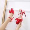 Style Spring and Summer New Bow Pointed High Heels Women's Thin Heels Shallow Mouth Celebrity Word with Sandals WZ