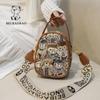 Bear Print Cute Shoulder Crossbody Handbag with Niche Design Sense