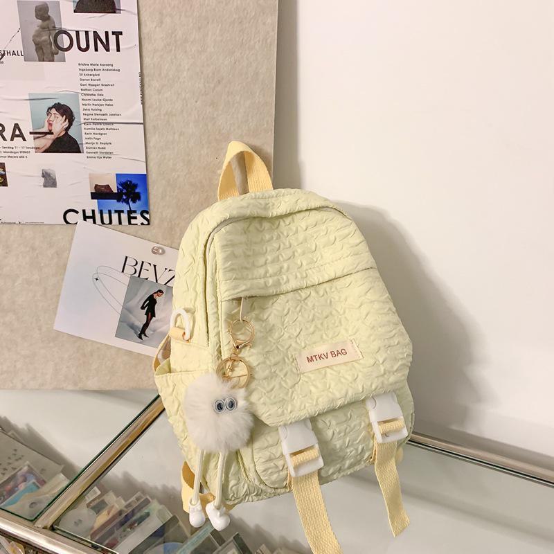Adorable Candy Color Backpack with Korean Pendant - Milky Macaron Shades for Students