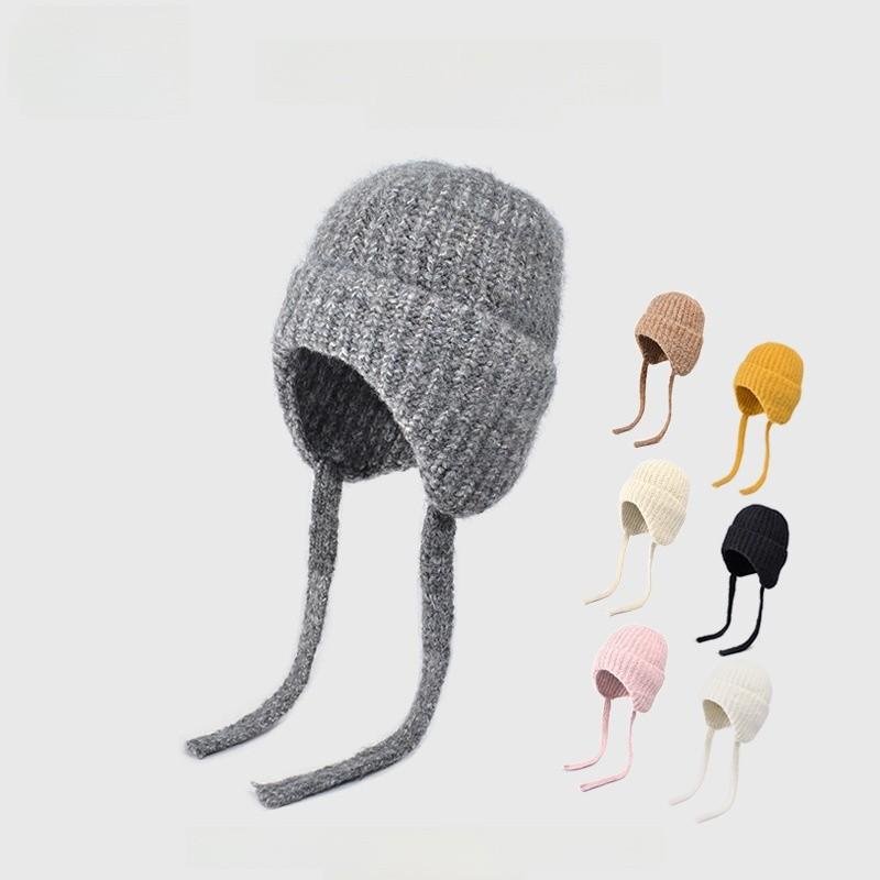 Knit Hat For Women Winter Warmth Windproof Wool Blend Casual Ear Coverage