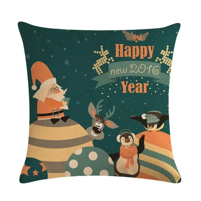 Nordic Cartoon Christmas Polar Bear Animal Print Cushion Cover Decorative for Sofa Linen Pillow Case Home Decor 45X45CM