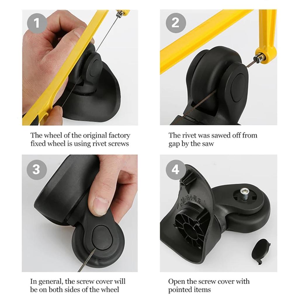 2Pcs Luggage Suitcase Replacement Wheels with Screw Tools, Rotating Flexible Travel Case Universal
