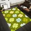 Four-Leaf Clover Printed Carpet, Green Luck Theme Decorative Rug Suitable for Use As an Anti-slip for Living Room Bedroom Sofas