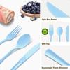 150 Pack Blue Plastic Silverware Light Blue Plastic Utensils Heavy Duty 50 Forks 50 Knives 50 Spoons for Birthday Wedding Baby