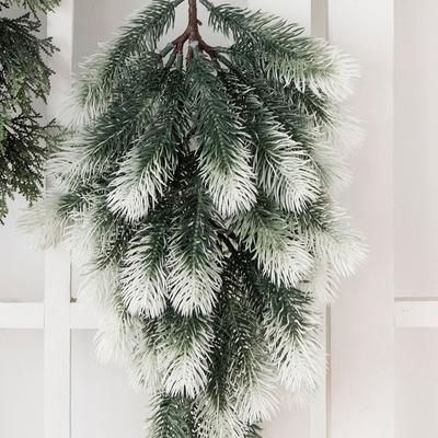 Artificialplant Pine Needle Plastic Hoarfrost Christmas Tree Hanging Wreath Courtyard Home Outdoor Garden Wall Diy Wedding Decor