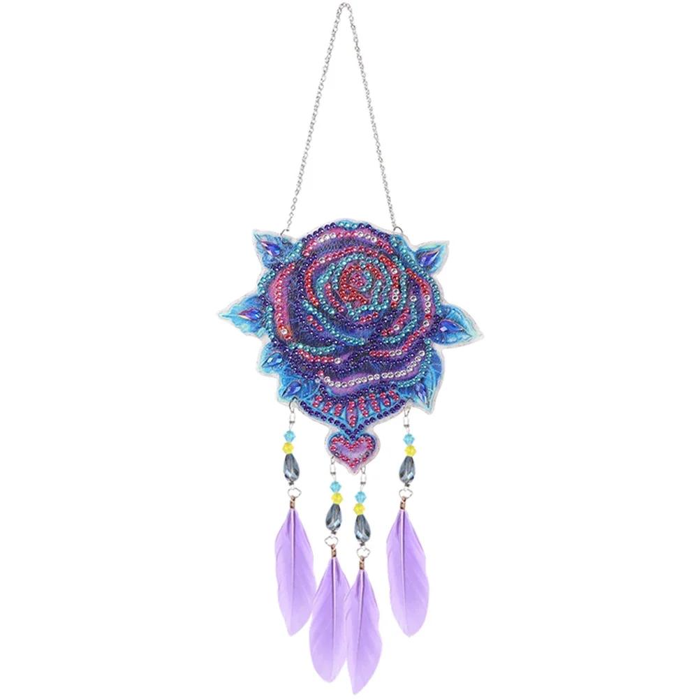New 5D DIY Diamond Painting Dream Catcher Wind Chimes Crystal Pendant Hanging Ornament DIY Craft Mosaic Kit Home Wall Door Decor