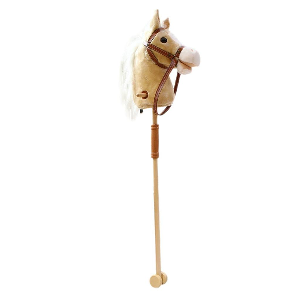 Stick Horse Plush Handcrafted Horse  A Stick With Wood Wheels Real Neighing And Galloping Sounds For Kids Toddlers