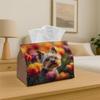 1pc Yorkie Flowers Tissue Box - Multi-functional Napkin Dispenser, Made of Durable Polyester, Decorated with Cute Dog Portrait, Suitable for Living Ro