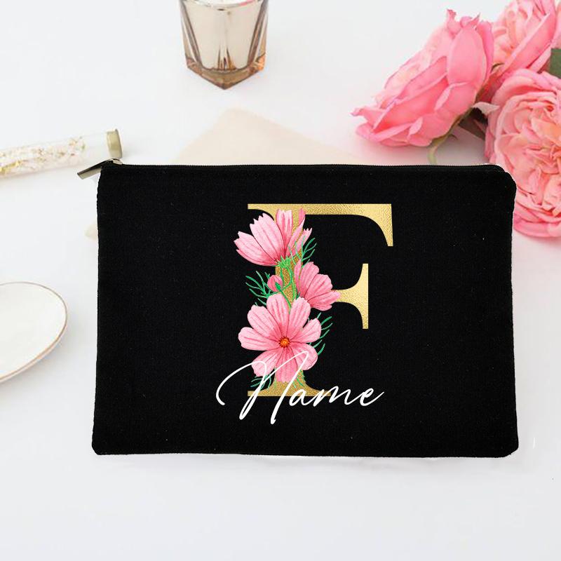Personalized Makeup Bag Custom Initial with Name Bridal Cosmetic Case Monogram Toiletries Pouch Wendding Gifts for Bridesmaid