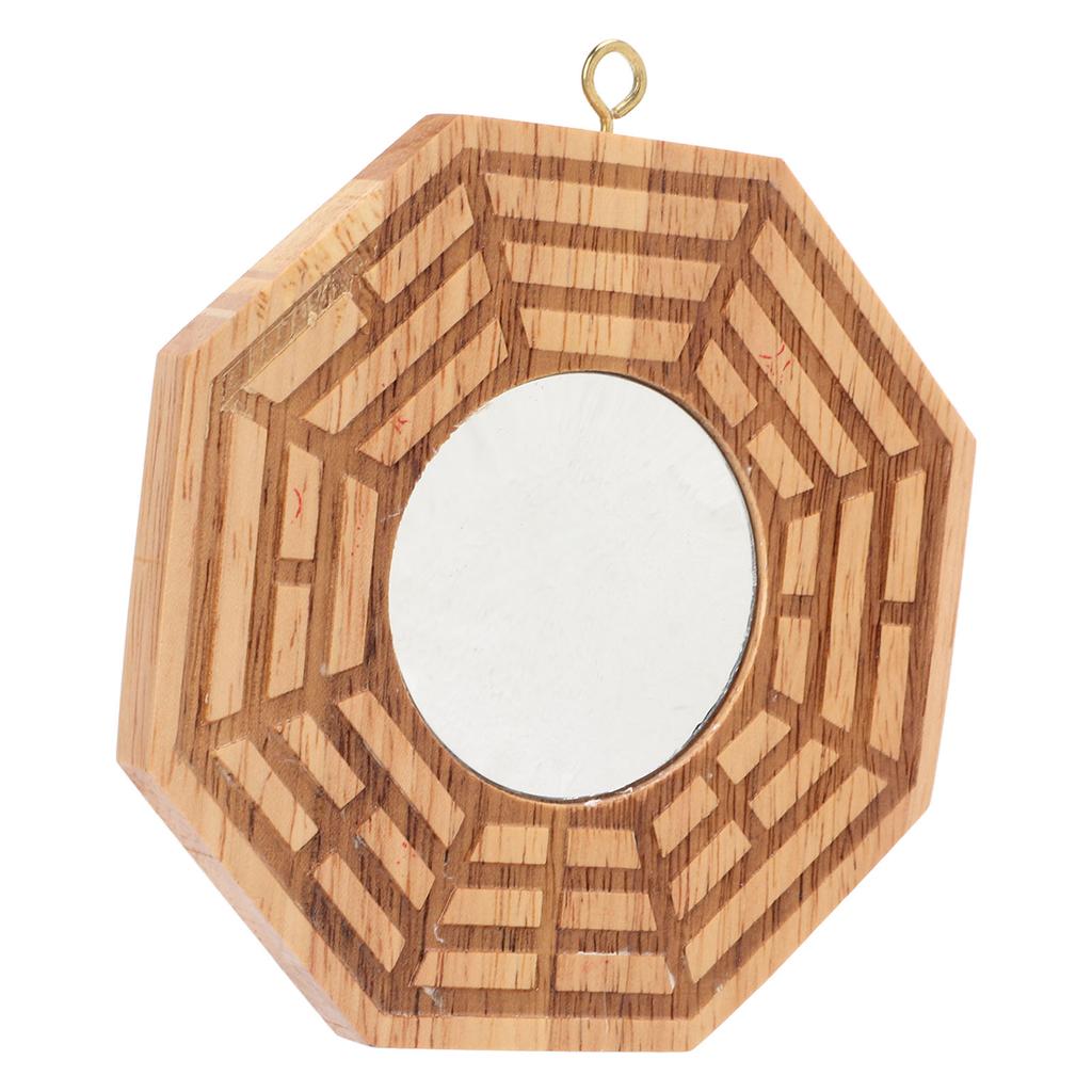 Bagua Mirror Wooden Concave Mirror Outdoor Door Pendant Bring Wealth Good Luck Decoration