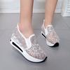 Women's fashion flat bottom inner height increase mesh yarn breathable casual single shoes support platform one piece