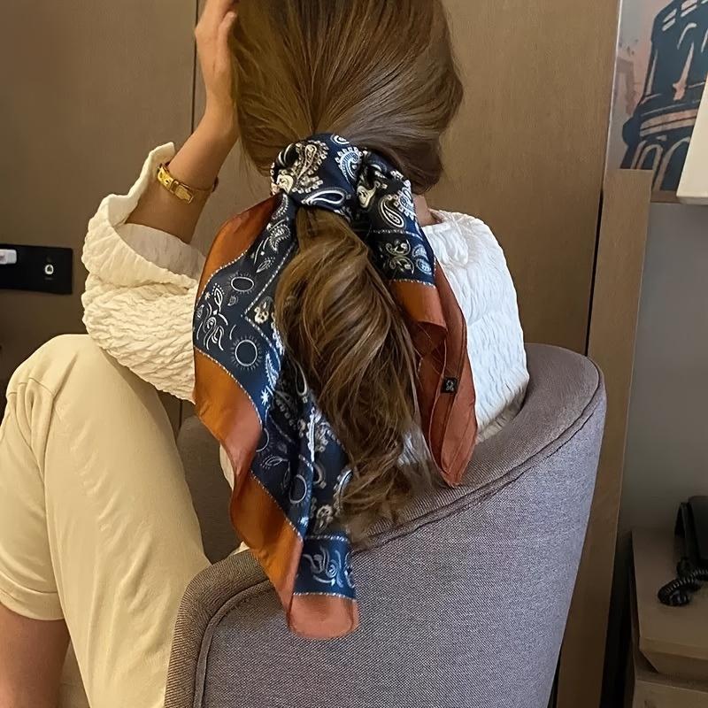 Luxury Paisley Print Square Scarf Sunscreen Ladies Neck Scarf UV Protection Head Wrap Fashion Accessory Headscarf