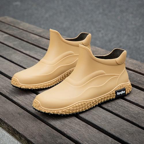 Men's Anti Slip And Waterproof Short Rain Boots, Rider Rubber Shoes, Kitchen And Outdoor Water Shoes
