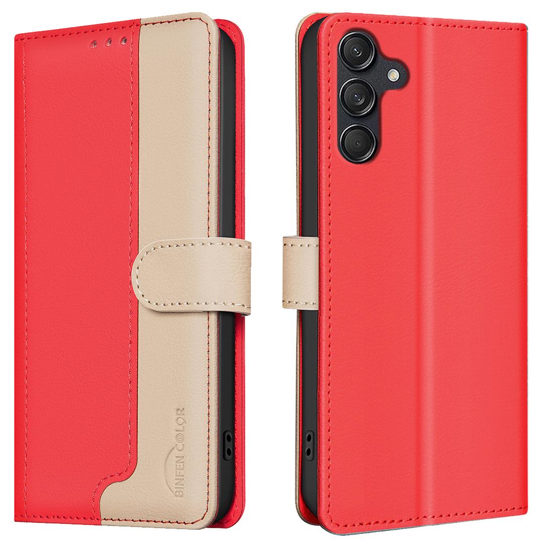 

For Samsung Galaxy A25 5G (Global) (161.0 X 76.5 X 8.3mm) Leather Case Color Splicing Red