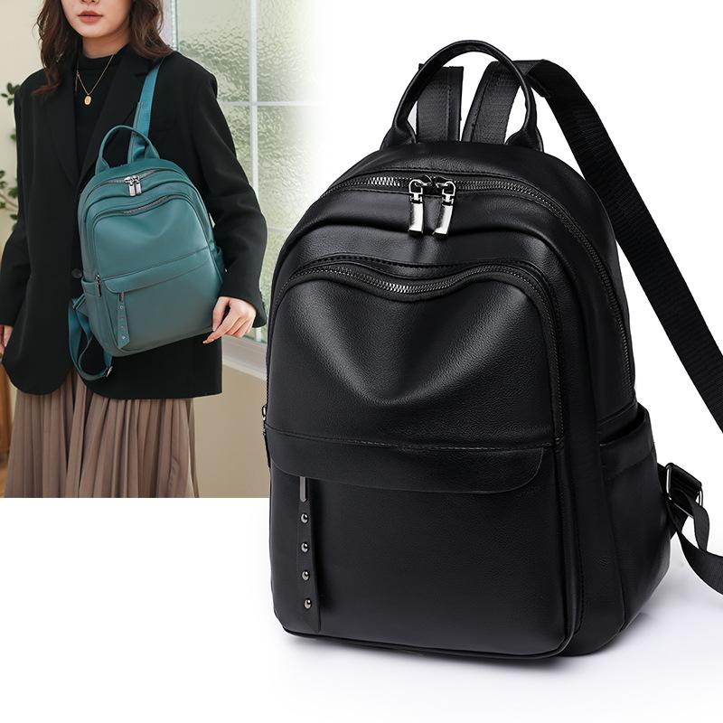 Ladies backpack new simple fashion large capacity soft leather casual outdoor college backpack