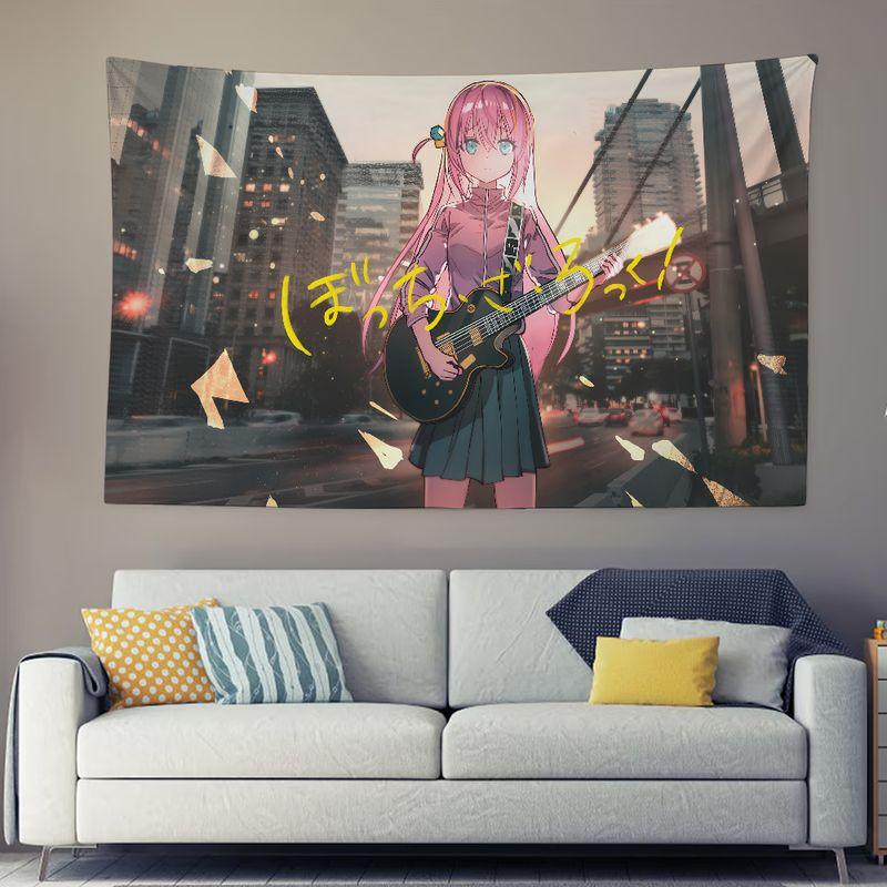 Rock Girl Tapestry Wall Hanging Home Decor for Bedroom Living Room Dorm Japanese Band Stage Aesthetic Trendy Wall Art
