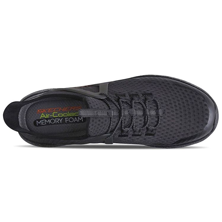 Skechers Burst Shinz Mesh Synthetic Leather Fabric Sports Low Top Lifestyle Shoes Men sneakers Black 52115-BBK