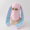 Long Bunny Ears Hat Winter Hand Made Knitted Funny Beanie Cap Thicken Warm Full Face Ski Mask Cover Balaclava For Party