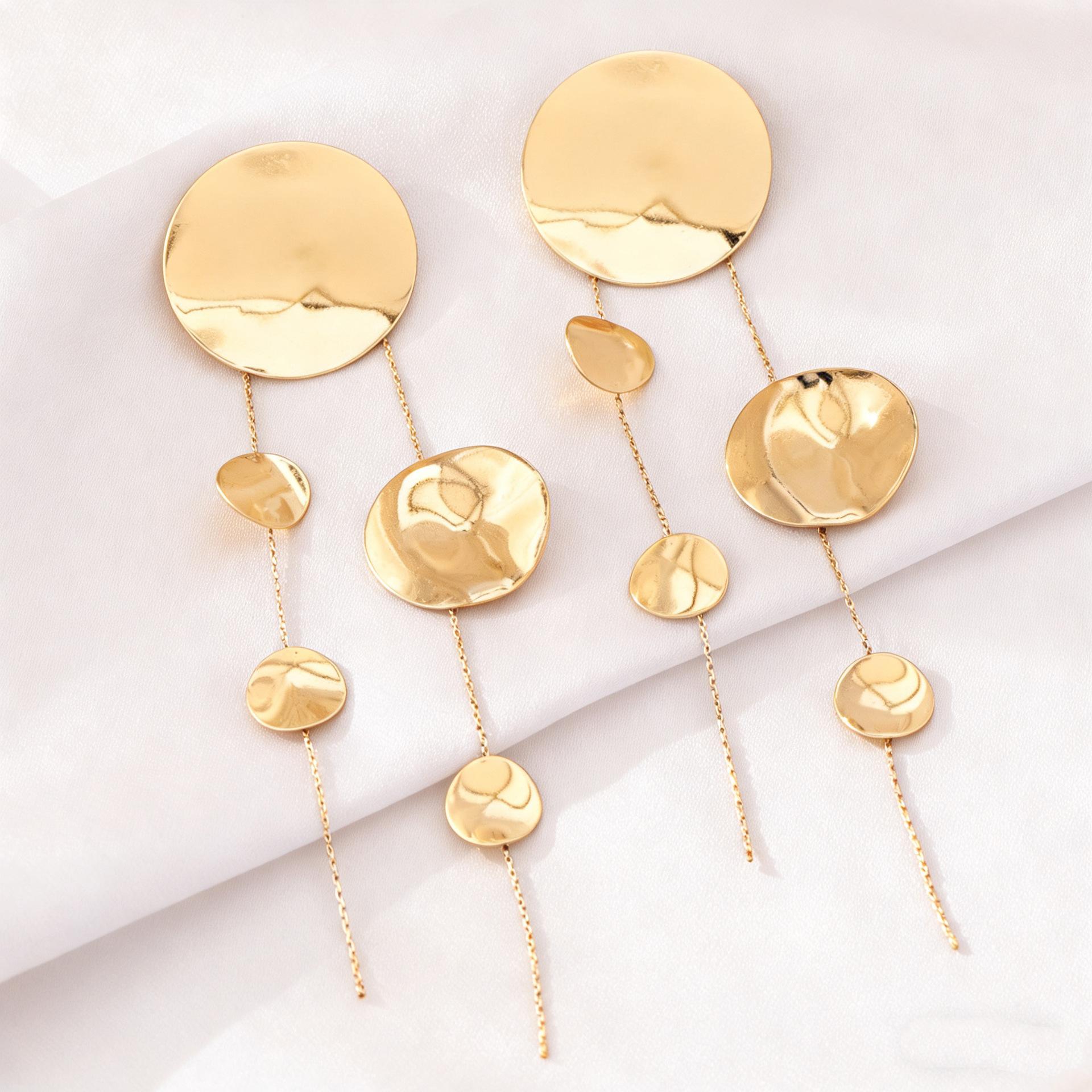 Creative splicing personalized geometric disc earrings, women s fashion temperament, long earrings, fashionable and versatile