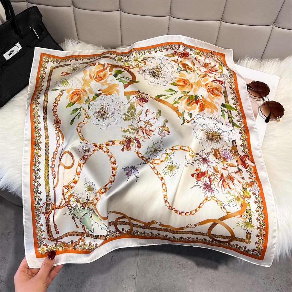 Fashion Square Fashion Foreign Style Small Silk Scarf Women'S Headband Decorative Scarf Dual-Purpose Small Square Scarf New Scarf