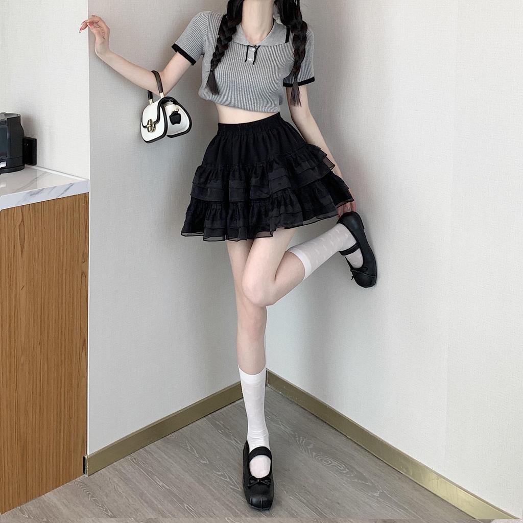 Ballet-Inspired High Waist Plus Size Mesh Puffy Skirt for Summer - Slim Lace Tiered Design