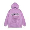 Mens Oversized Hooded Sweatshirt With Spiderweb Foam Print Cotton Fleece-Lined