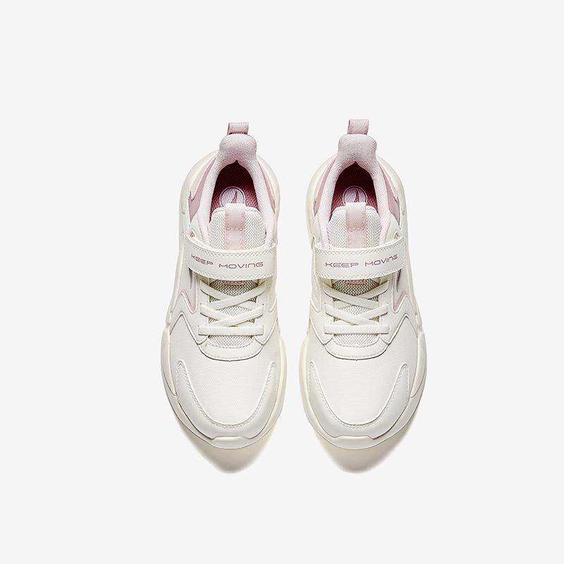 Anta Kids Synthetic Leather Fabric Trendy Versatile Lightweight Shock Absorbing Low Top Running Shoes Men Running Shoes White Purple Pink A22445582N-1