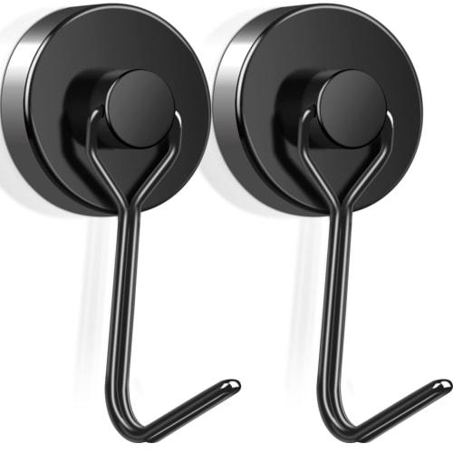MAGXCENE 32mm Diameter Super Strong Magnetic Hooks, Strong Magnetic Hooks, Vertical Load Capacity 20kg, Rotating Storage Hooks, Rust-Resistant Stainle