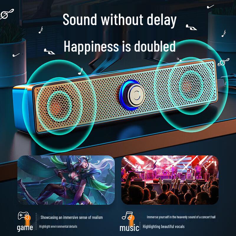 Wanhuo USB Wired Desktop Soundbar Speaker