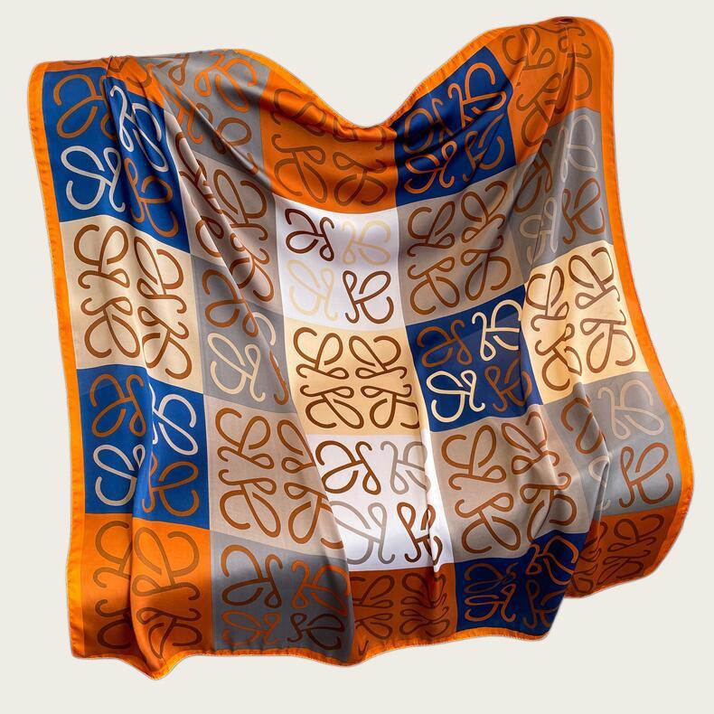 Hangzhou Silk Satin Brocade Scarf 110x110: Versatile Large Silk Feel Shawl for Air Conditioning