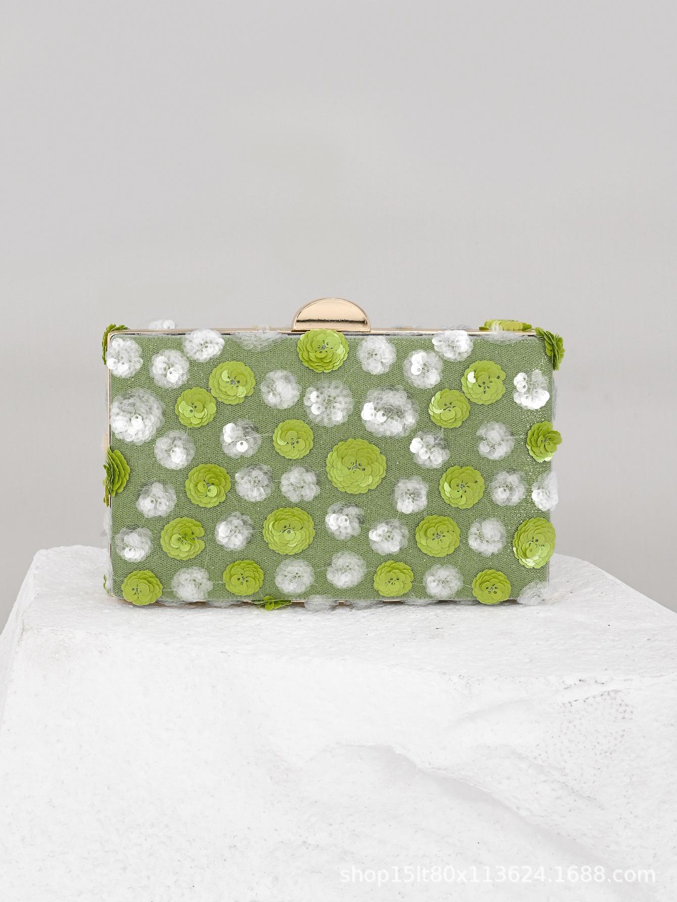 

Premium sequined dinner bag new embroidery clutch bag niche summer bag women s handbag зелёный
