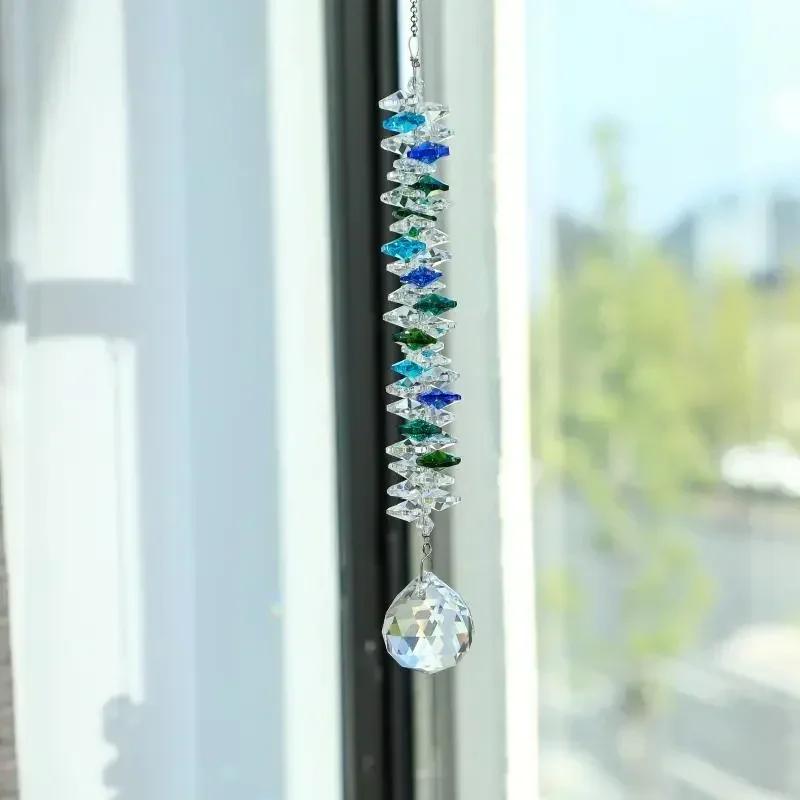 

1pcs Crystal Wind Chime Pendant Crystal Ball Reflective Light and Shadow Pendant Fantasy Colored Crystal Glass Outdoor Pendant синій